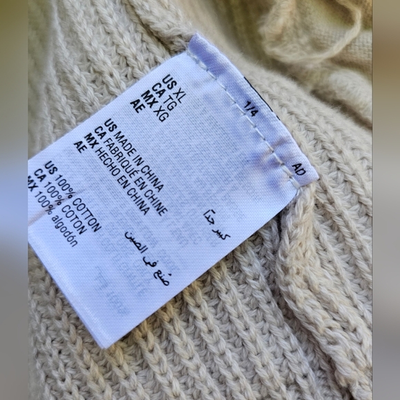 Macy's Sun And Stone Cotton Cream Cardigan XL Chunky Knit Grandpa Sweater - Picture 6 of 6